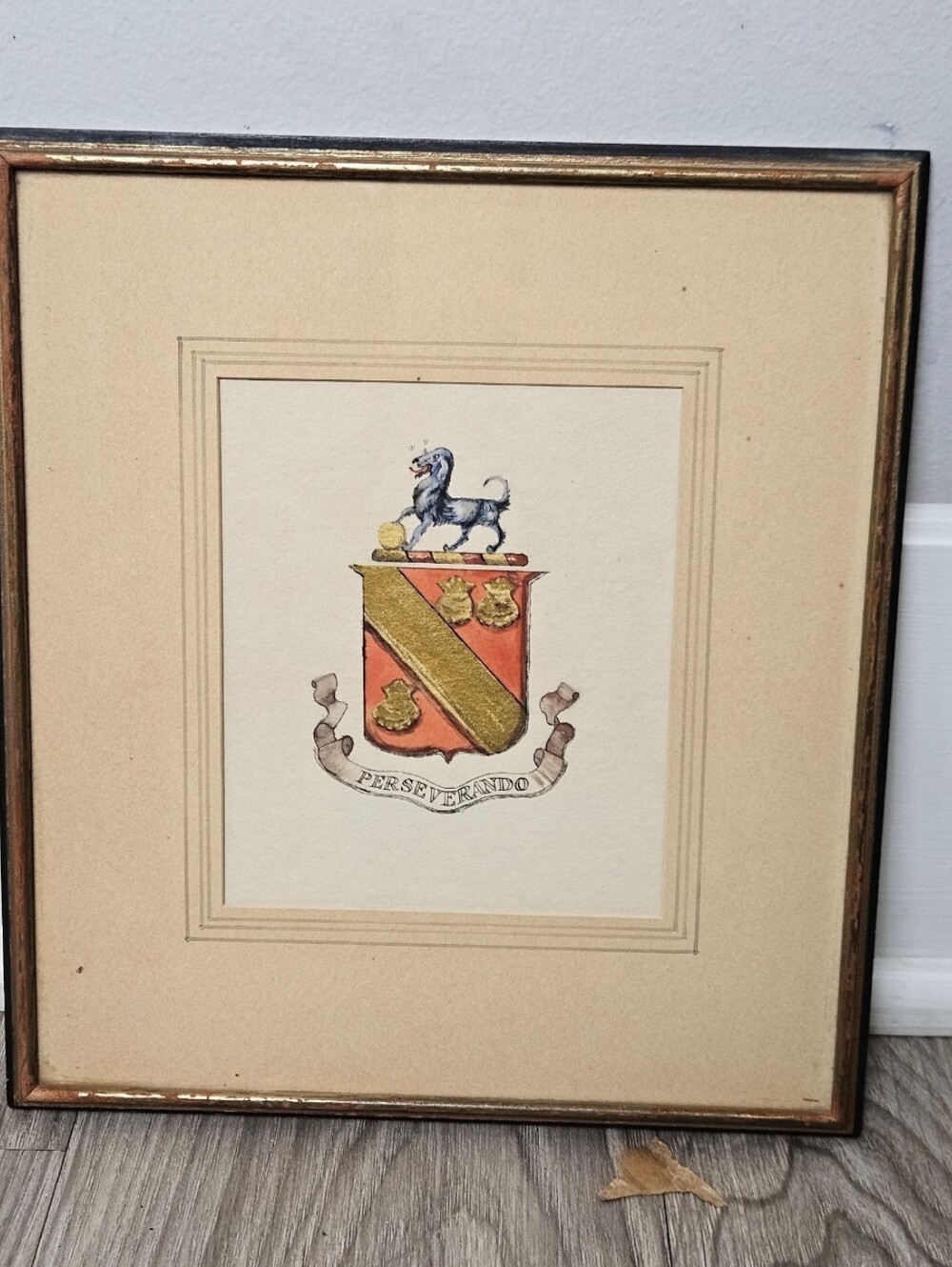Antique Foster Bros Frame Hand-Painted Farndale Coat Of Arms Family Crest